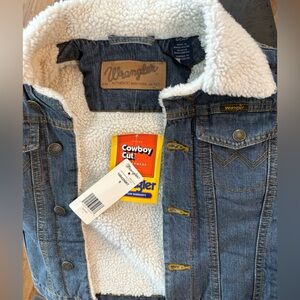 Wrangler Blue Denim Jacket with White Sherpa Lining